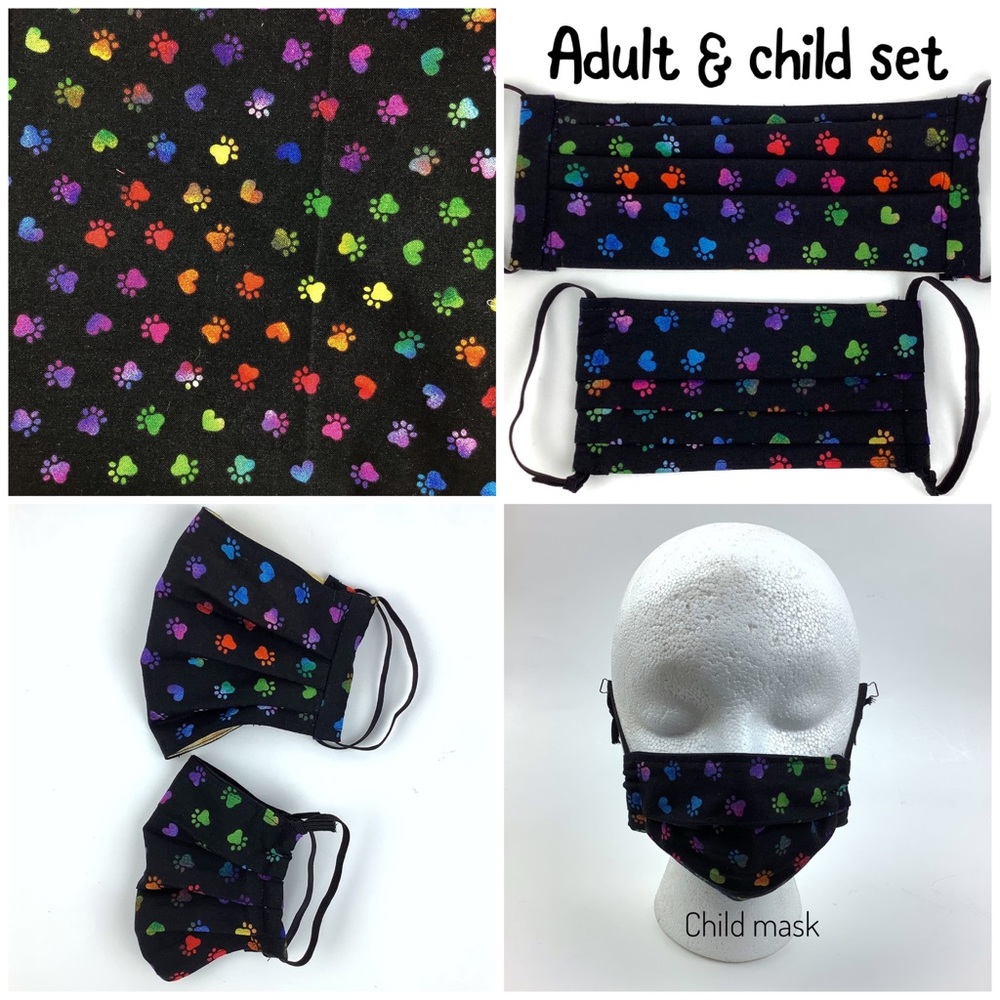 Rainbow Paws Adult & Child Mask Bundle
